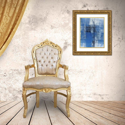 Cerulean Texture II Gold Ornate Wood Framed Art Print with Double Matting by Tice, C.