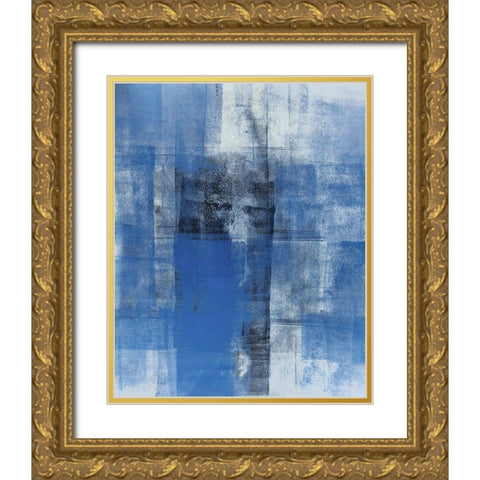 Cerulean Texture II Gold Ornate Wood Framed Art Print with Double Matting by Tice, C.
