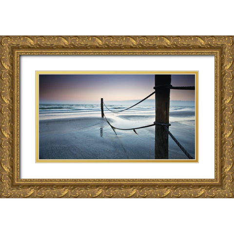 Poles at Dusk Gold Ornate Wood Framed Art Print with Double Matting by Anonymous