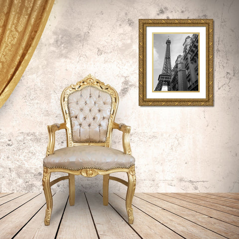 Approaching the Eiffel Tower Gold Ornate Wood Framed Art Print with Double Matting by Anonymous