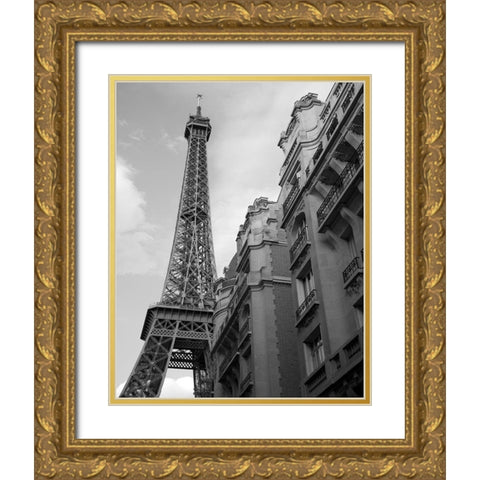 Approaching the Eiffel Tower Gold Ornate Wood Framed Art Print with Double Matting by Anonymous