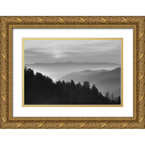 Smoky Mountains Gold Ornate Wood Framed Art Print with Double Matting by Anonymous