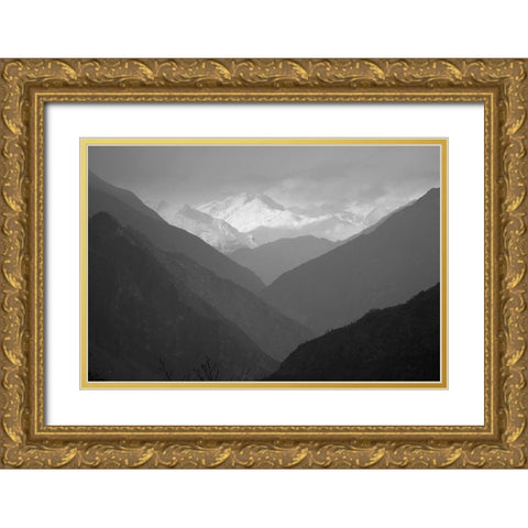 Valley Silhouette Gold Ornate Wood Framed Art Print with Double Matting by Anonymous