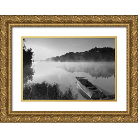Fishermans Cove Gold Ornate Wood Framed Art Print with Double Matting by Anonymous
