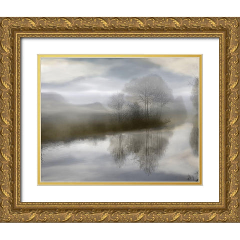 Sunrise Reflections II Gold Ornate Wood Framed Art Print with Double Matting by Anonymous