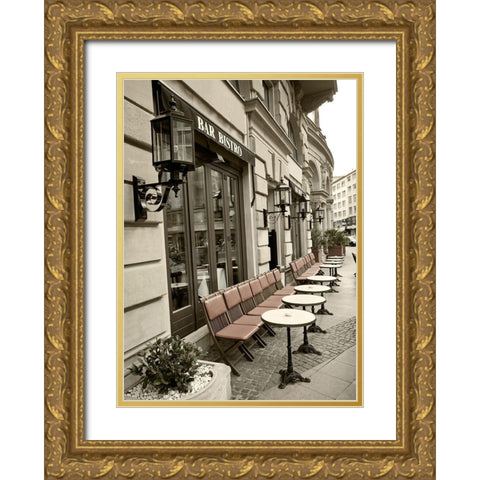 Bar Bistro Gold Ornate Wood Framed Art Print with Double Matting by Anonymous