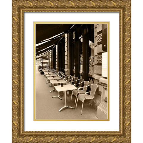 Cafe Under the Canopy Gold Ornate Wood Framed Art Print with Double Matting by Anonymous