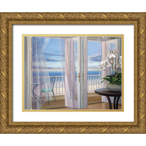 Fresh Breeze Gold Ornate Wood Framed Art Print with Double Matting by Saxe, Carol