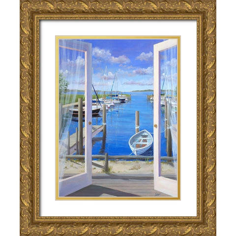 Port Deck Gold Ornate Wood Framed Art Print with Double Matting by Saxe, Carol