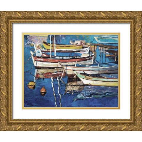 Boat Impressions Gold Ornate Wood Framed Art Print with Double Matting by Dimitrov, B