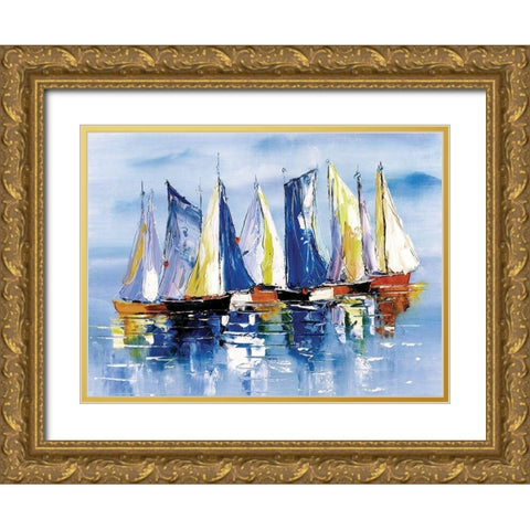 Boat Ballet Gold Ornate Wood Framed Art Print with Double Matting by Chen, Y.C.