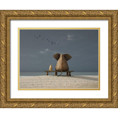 Togetherness Gold Ornate Wood Framed Art Print with Double Matting by Anonymous