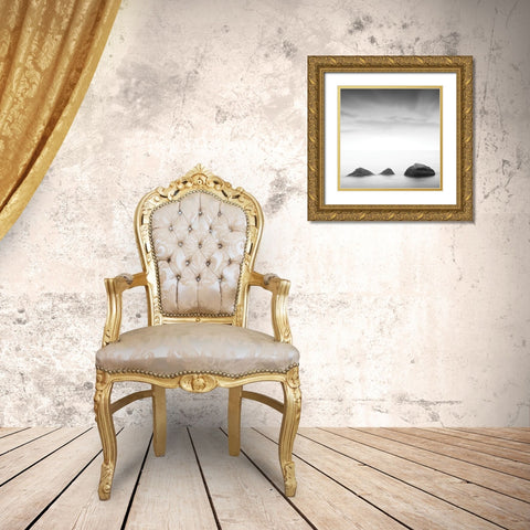 Ocean Rocks I. Gold Ornate Wood Framed Art Print with Double Matting by Sorochan