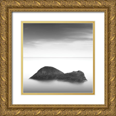 Ocean Rocks II. Gold Ornate Wood Framed Art Print with Double Matting by Sorochan