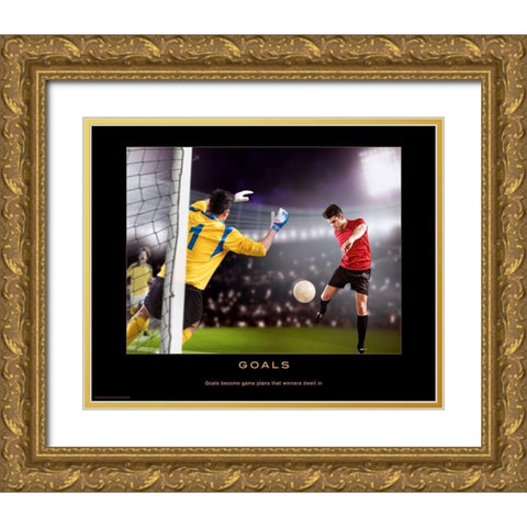 Goals Gold Ornate Wood Framed Art Print with Double Matting by Anonymous