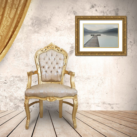 Solitude at the Pier, Color Gold Ornate Wood Framed Art Print with Double Matting by Anonymous