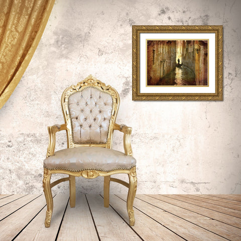 Vintage Gondolier Gold Ornate Wood Framed Art Print with Double Matting by K. Nielsen