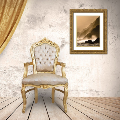 Dramatic Seascape Gold Ornate Wood Framed Art Print with Double Matting by Anonymous