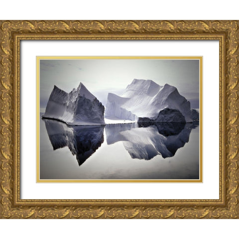 Iceberg Reflections Gold Ornate Wood Framed Art Print with Double Matting by Anonymous
