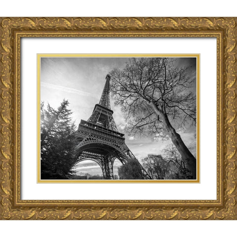 Eiffel Tower with Tree Gold Ornate Wood Framed Art Print with Double Matting by Graciet, Stephane
