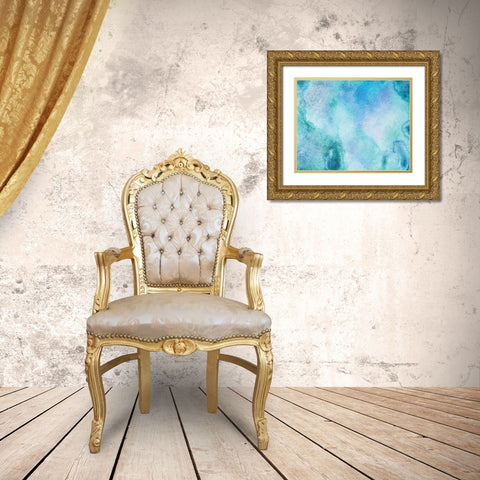 Aquamarine II. Gold Ornate Wood Framed Art Print with Double Matting by Anonymous