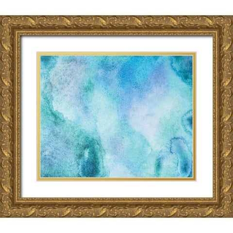 Aquamarine II. Gold Ornate Wood Framed Art Print with Double Matting by Anonymous