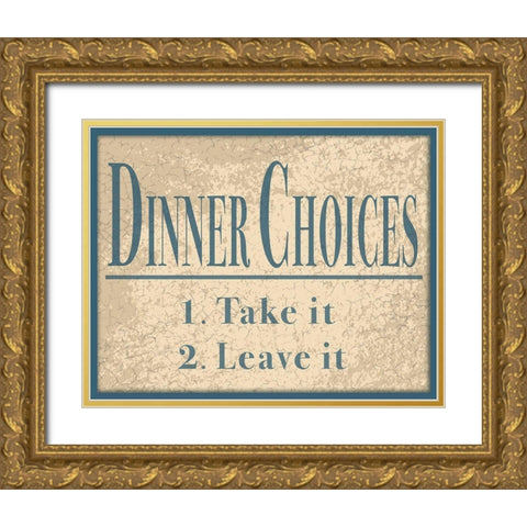 Dinner Choices Gold Ornate Wood Framed Art Print with Double Matting by Anonymous