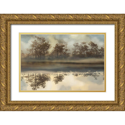 Foggy Morning River Gold Ornate Wood Framed Art Print with Double Matting by Bereczki, Barna