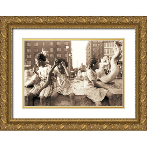 Hot Summer in the City Gold Ornate Wood Framed Art Print with Double Matting by Anonymous