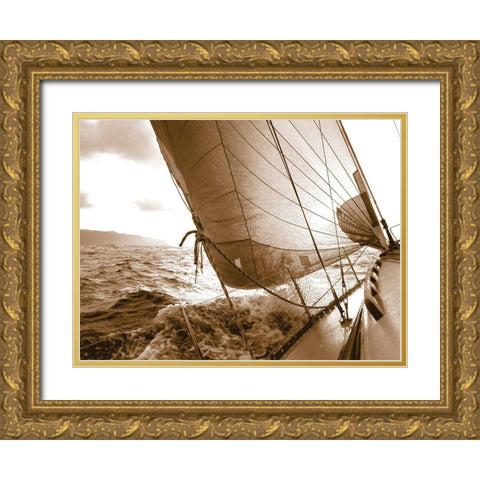 Sailing Towards the Sun Gold Ornate Wood Framed Art Print with Double Matting by Anonymous
