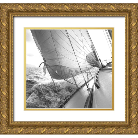 Heeling to Port Gold Ornate Wood Framed Art Print with Double Matting by Anonymous