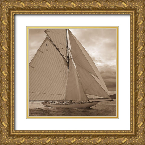 All Sails Unfurled Gold Ornate Wood Framed Art Print with Double Matting by Anonymous