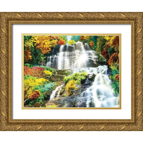 Majestic Falls Gold Ornate Wood Framed Art Print with Double Matting by Anonymous