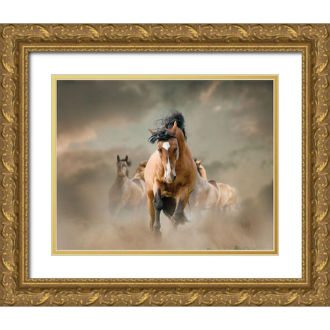Against the Wind Gold Ornate Wood Framed Art Print with Double Matting by Itina, Maria