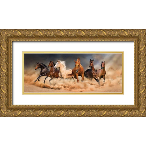 Desert Run Gold Ornate Wood Framed Art Print with Double Matting by Svetlana