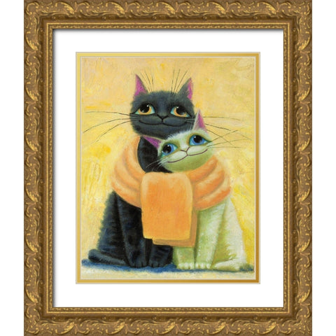 Family Gold Ornate Wood Framed Art Print with Double Matting by Leov, K