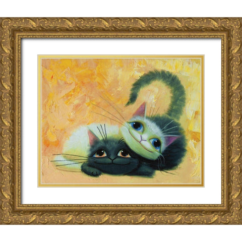 My BFF Gold Ornate Wood Framed Art Print with Double Matting by Leov, K