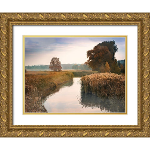 Elk River Gold Ornate Wood Framed Art Print with Double Matting by Anonymous