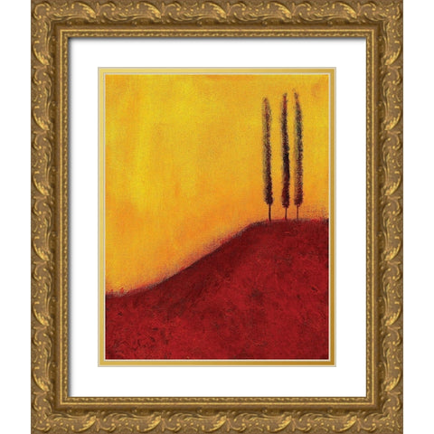 Trees on a Hill Gold Ornate Wood Framed Art Print with Double Matting by Giordano, V.