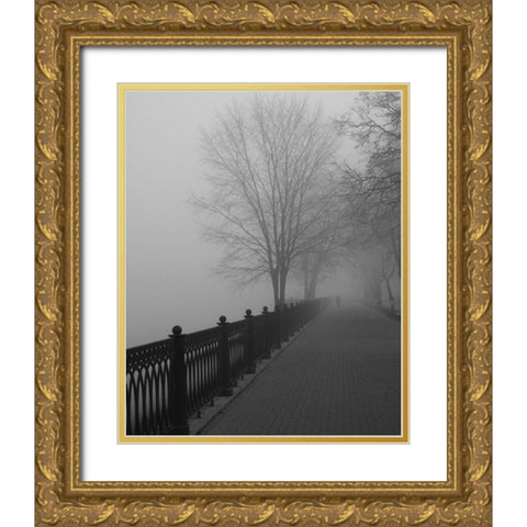 Promenade in the Mist Gold Ornate Wood Framed Art Print with Double Matting by Anonymous