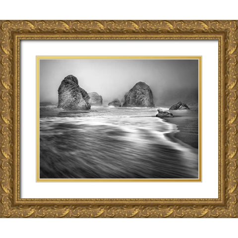 Coastal Sea Stacks Gold Ornate Wood Framed Art Print with Double Matting by Anonymous