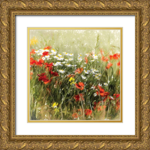 Poppy Field Gold Ornate Wood Framed Art Print with Double Matting by Cottingham, J.
