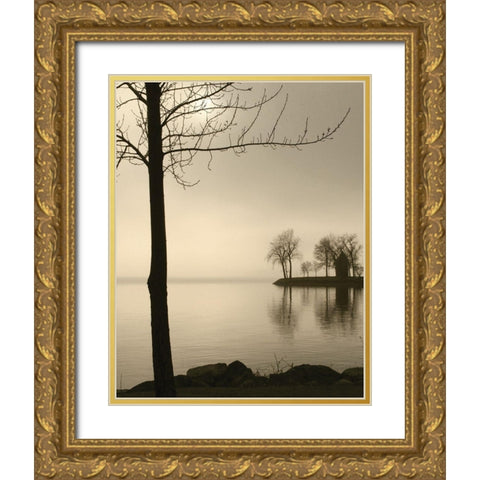Tranquil Cove Gold Ornate Wood Framed Art Print with Double Matting by Anonymous
