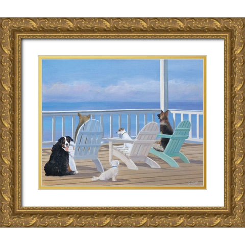 Porch Tails Gold Ornate Wood Framed Art Print with Double Matting by Saxe, Carol