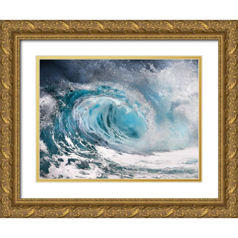 Thunder Wave Gold Ornate Wood Framed Art Print with Double Matting by Anonymous