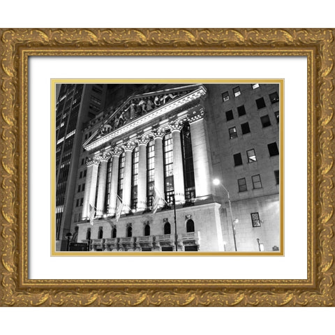 New York Stock Exchange at Night  Gold Ornate Wood Framed Art Print with Double Matting by Maier, Phil