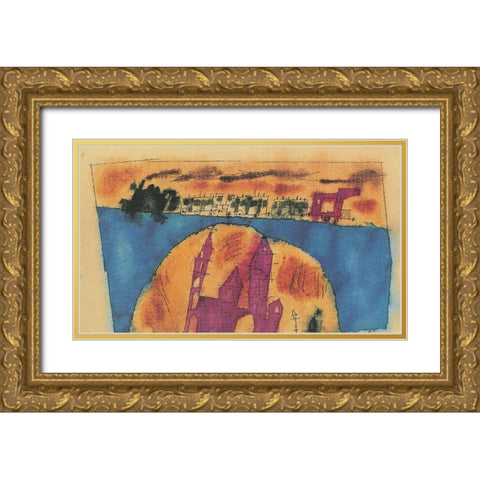 Choo-Choo Gold Ornate Wood Framed Art Print with Double Matting by Unknown