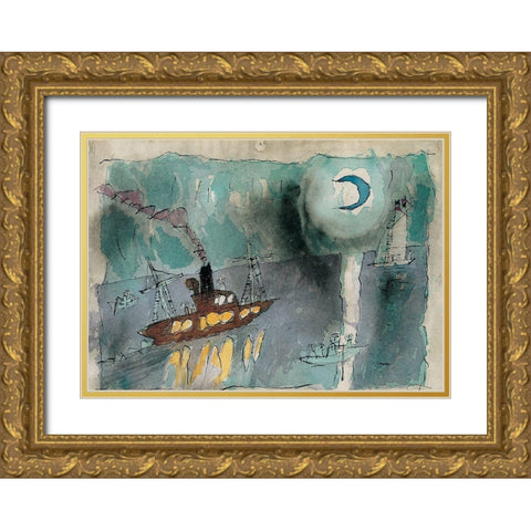 Shipwreck Gold Ornate Wood Framed Art Print with Double Matting by Unknown