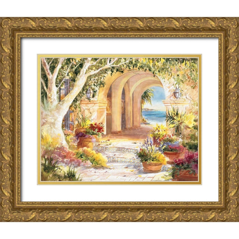 Ocean Portal Gold Ornate Wood Framed Art Print with Double Matting by Unknown