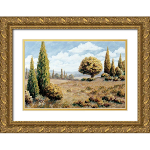 Windswept Valley Gold Ornate Wood Framed Art Print with Double Matting by Unknown